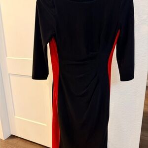 Ralph Lauren Elegant Black and Red Long Sleeve Dress